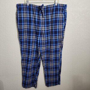 Eddie Bauer Lounge Pants Mens 2XL Blue Plaid Cotton Pajama Sleepwear Drawstring